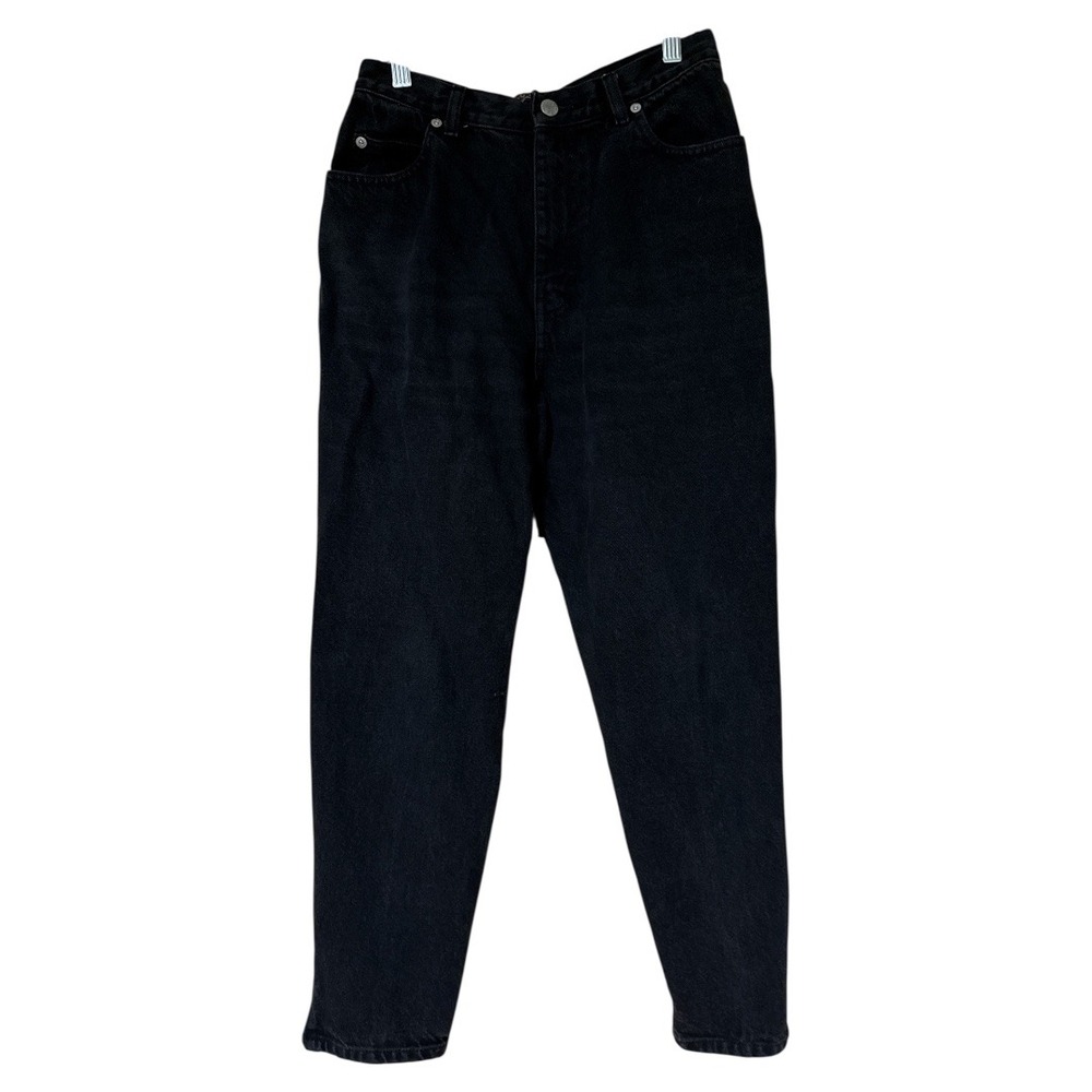 Vintage 80s Sasson Womens Black Mom Jeans Ankle Zip High Rise‎ Cotton Size 12